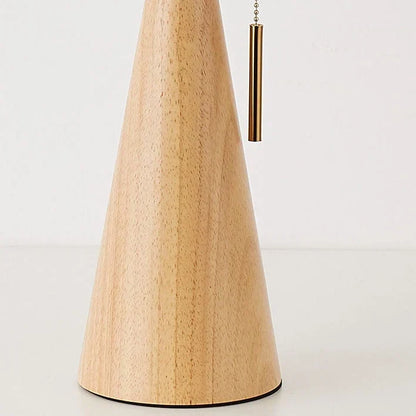 Japanese Wooden Table Lamp With Pleated Fabric Shade